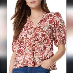 NWT Sam Edelman Vneck Puff Sleeve Dakota Chelsea Bouquet Top M